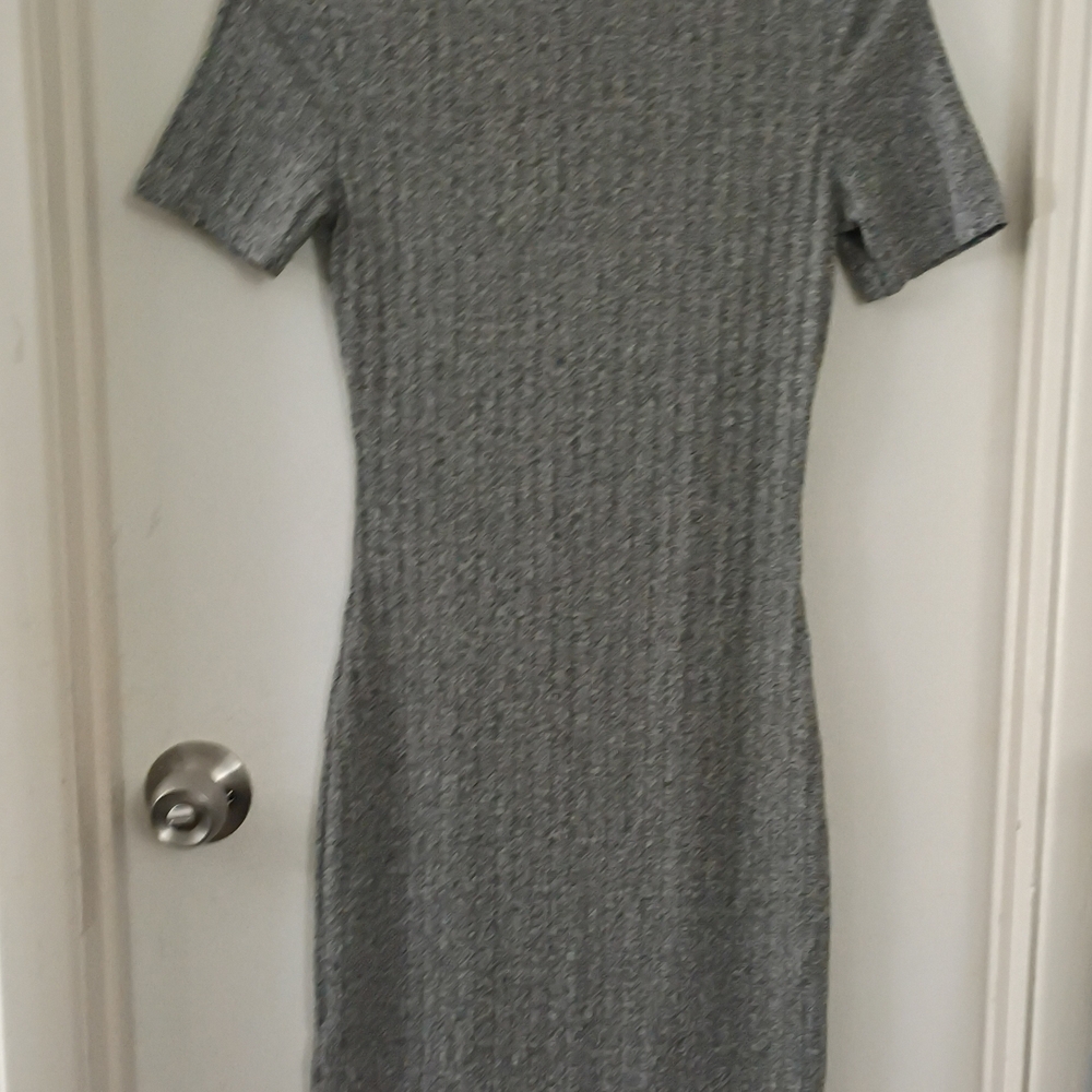 Divided Gray Ribbed Mini Dress